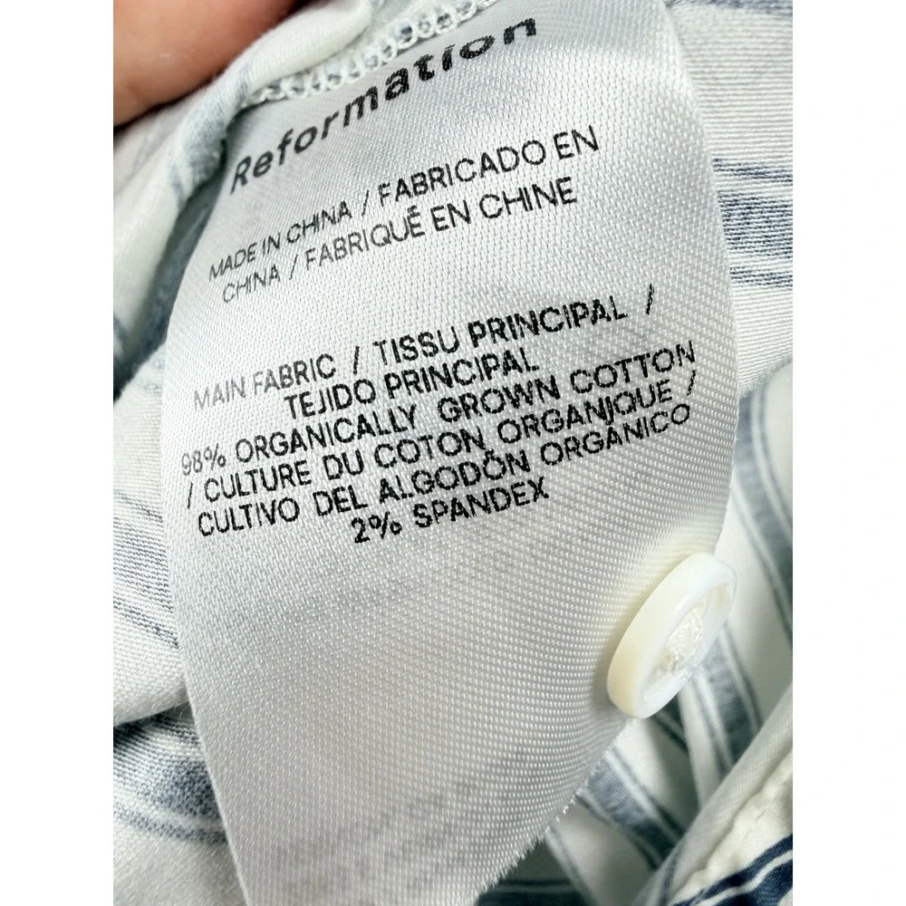 Reformation Will Oversized Shirt Savoy Stripe Womens M Blue Organic Cotton - Picture 10 of 12